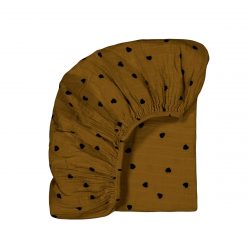 Drap housse - Cumin imprimé Cœur - Taille au choix - Rose in April