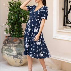 Robe de grossesse et d'allaitement - Lisanna - Navy Floral - Séraphine