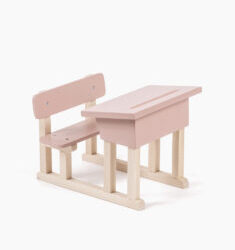 Pupitre d’écolier simple pour poupées Minikane en bois rose poudré - Minikane