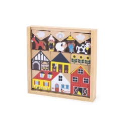 Set de 36 cubes en bois Campagne - Cross Roads - Janod J05937