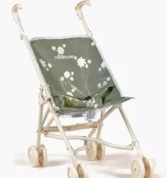 Poussette en coton enduit – Marguerites sur châssis crème – Minikane