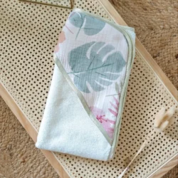 Cape de bain liseré doré – Tropical – HappyDou