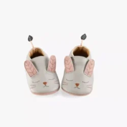 Chaussons en cuir lapin gris – Après la pluie – Moulin Roty