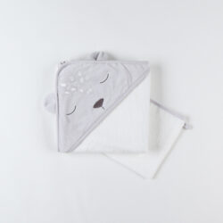 Cape de bain avec gant de toilette en éponge – Gris – noukie’s