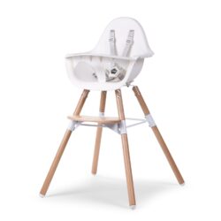 Chaise haute Evolu 2 - Naturel/Blanc - + tablette - Childhome