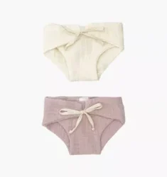 Lot de deux couches à nouer – Rose orchidée/écru – Minikane