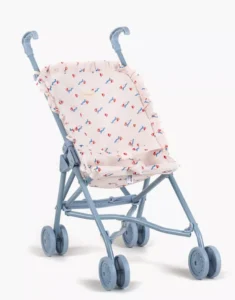 Poussette poupée à volants « I’m yours » – Châssis bleu – Minikane