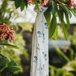 Lange 60x60cm « Les baleines bleues » – Pop et ses frères