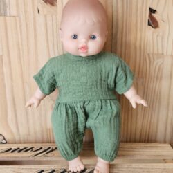 Poupon Babies Garance 28cm – Barboteuse Noa en gaze de coton Ortie – Minikane