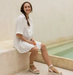 Robe chemise oversize en gaze de coton – Bertille blanc – Cache Coeur
