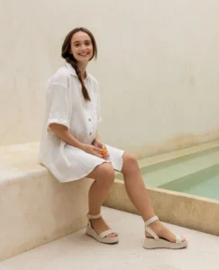 Robe chemise oversize en gaze de coton – Bertille blanc – Cache Coeur