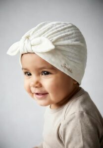 Bonnet à nœuds structuré – Blanc – Sterntaler